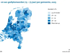 Hbo- en wo-gediplomeerden per gemeente